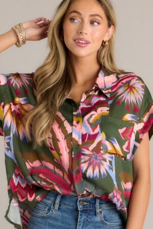 Butterfly Wonderland Green Multi Top