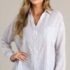 Catch Your Gaze 100% Cotton Grey Stripe Top