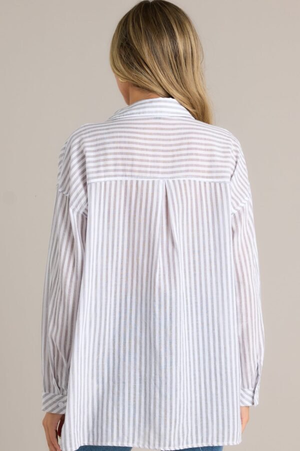 Catch Your Gaze 100% Cotton Grey Stripe Top