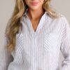 Catch Your Gaze 100% Cotton Grey Stripe Top