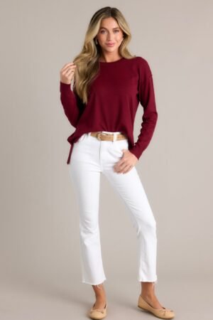 Bonfire Weekends Burgundy Sweater