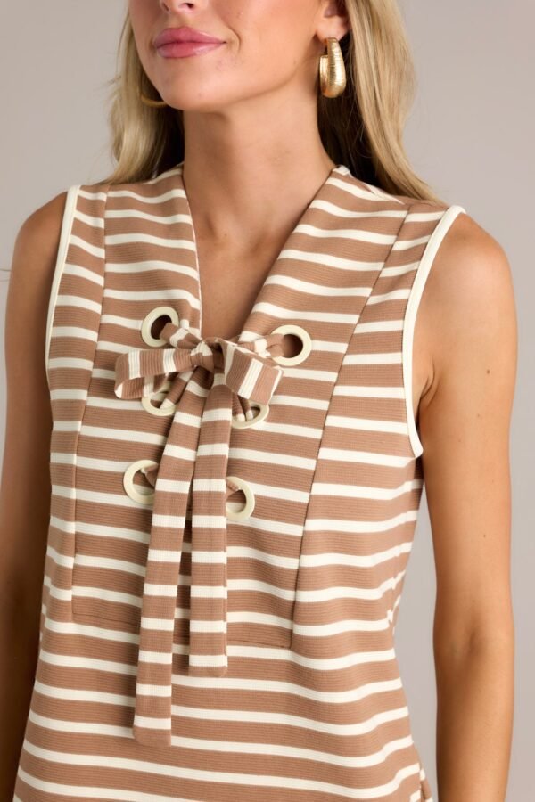 Blissful Strolls Mocha Brown Sleeveless Mini Dress