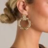 California Stars Gold Drop Hoop Earrings