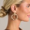 California Stars Gold Drop Hoop Earrings