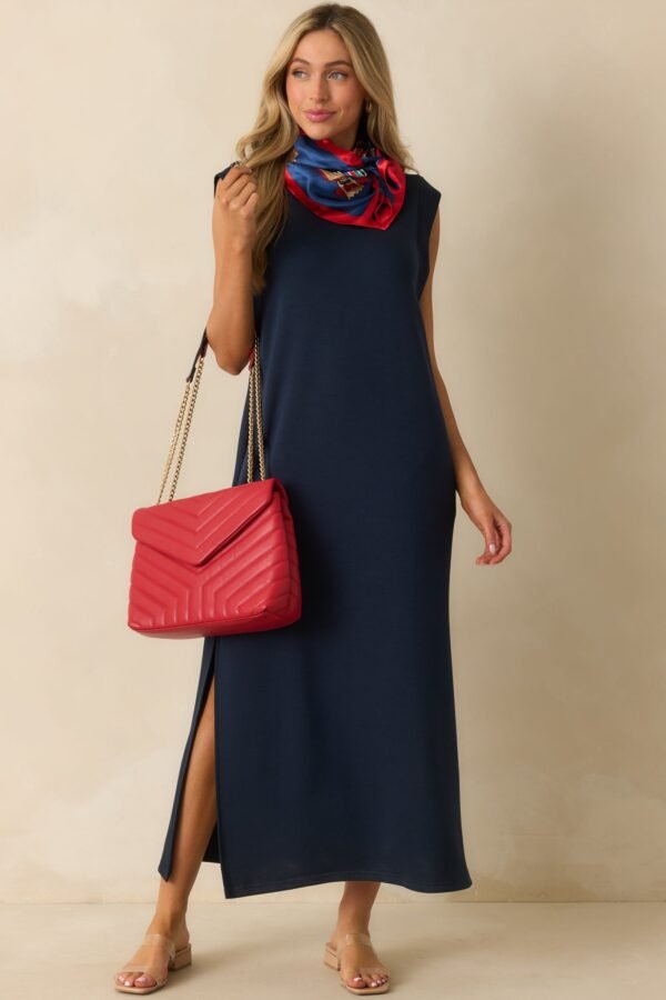 Between Now And Then Navy Cotton Sleeveless Maxi Dress