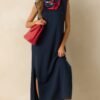 Between Now And Then Navy Cotton Sleeveless Maxi Dress