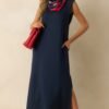 Between Now And Then Navy Cotton Sleeveless Maxi Dress