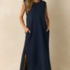 Between Now And Then Navy Cotton Sleeveless Maxi Dress