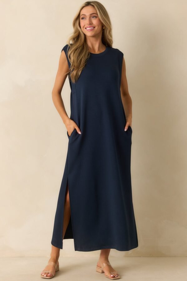 Between Now And Then Navy Cotton Sleeveless Maxi Dress