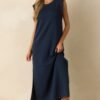 Between Now And Then Navy Cotton Sleeveless Maxi Dress