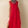 Between Now And Then Red Cotton Sleeveless Maxi Dress