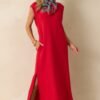 Between Now And Then Red Cotton Sleeveless Maxi Dress