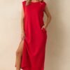 Between Now And Then Red Cotton Sleeveless Maxi Dress