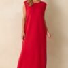 Between Now And Then Red Cotton Sleeveless Maxi Dress