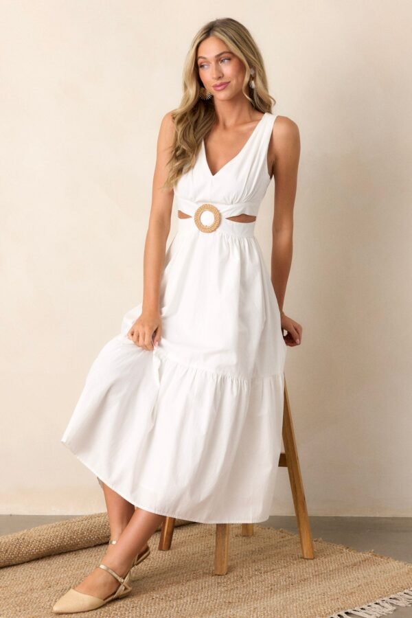 Callie White Cotton Cut-Out Maxi Dress
