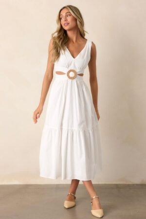 Callie White Cotton Cut-Out Maxi Dress