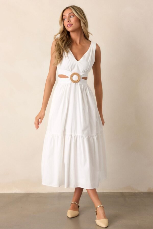 Callie White Cotton Cut-Out Maxi Dress