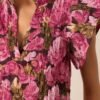 Bright Places Berry Floral Jacquard Flutter Sleeve Top