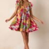 Be Alright Pink Floral Flutter Sleeve Mini Dress