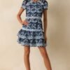Can't Miss This Blue Multi Floral Embroidered Lace Mini Dress