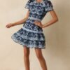 Can't Miss This Blue Multi Floral Embroidered Lace Mini Dress