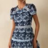 Can't Miss This Blue Multi Floral Embroidered Lace Mini Dress