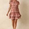 Can't Miss This Terracotta Multi Floral Embroidered Lace Mini Dress