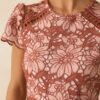 Can't Miss This Terracotta Multi Floral Embroidered Lace Mini Dress