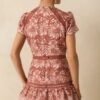 Can't Miss This Terracotta Multi Floral Embroidered Lace Mini Dress