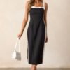Aurora Veil Black & White Sleeveless Midi Dress