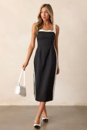 Aurora Veil Black & White Sleeveless Midi Dress