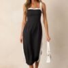 Aurora Veil Black & White Sleeveless Midi Dress