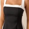 Aurora Veil Black & White Sleeveless Midi Dress
