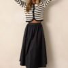 Beneath The Surface 100% Cotton Black Midi Skirt
