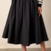 Beneath The Surface 100% Cotton Black Midi Skirt