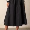 Beneath The Surface 100% Cotton Black Midi Skirt