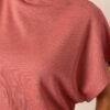 Carolina Plains Pink Coral Knit Mock Neck Top