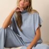 Carolina Plains Ash Blue Knit Mock Neck Top