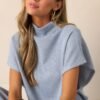 Carolina Plains Ash Blue Knit Mock Neck Top
