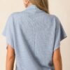 Carolina Plains Ash Blue Knit Mock Neck Top