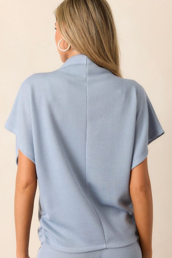Carolina Plains Ash Blue Knit Mock Neck Top