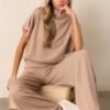 Carolina Plains Beige Knit Mock Neck Top