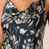 Botanical Escape Dark Teal Floral Satin Midi Dress