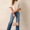 Be The One Ecru Faux Pearl & Bow Sweater Top