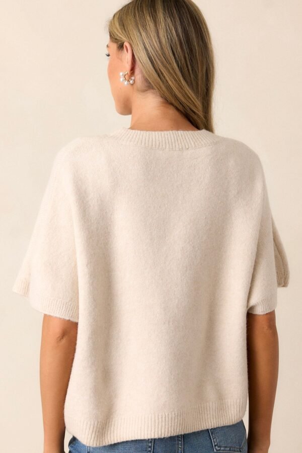 Be The One Ecru Faux Pearl & Bow Sweater Top