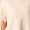 Be The One Ecru Faux Pearl & Bow Sweater Top
