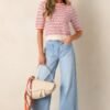 Be There For You Ivory Stripe Knit Short-Sleeve Sweater