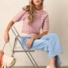 Be There For You Ivory Stripe Knit Short-Sleeve Sweater