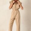 But A Dream Taupe Cotton Cargo Jumpsuit