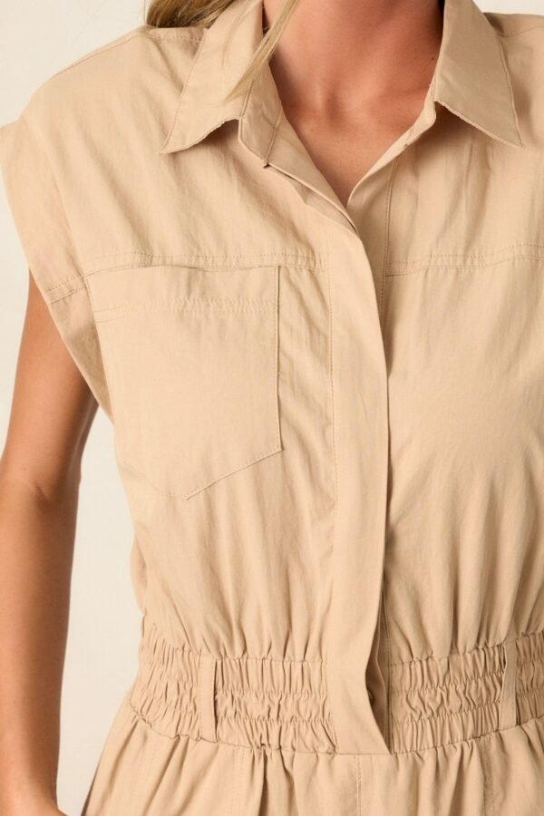 But A Dream Taupe Cotton Cargo Jumpsuit